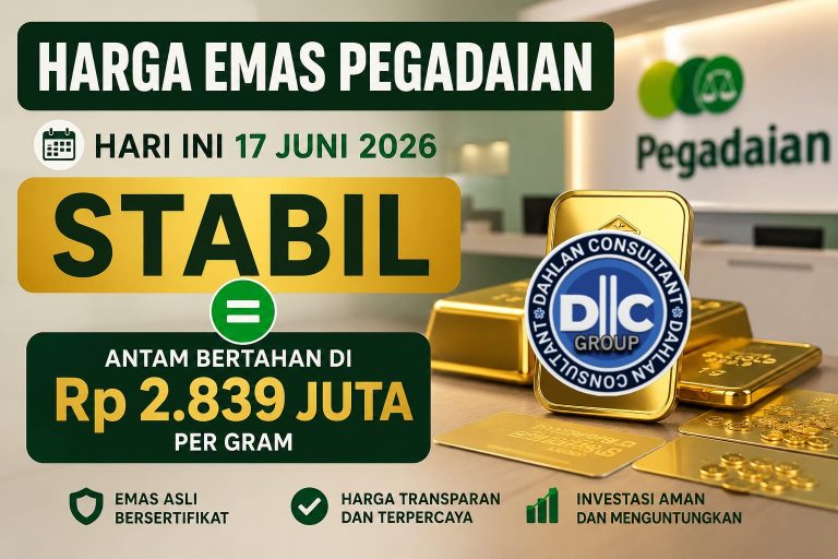 Harga Emas Pegadaian Hari Ini 17 Juni 2026 Stabil, Antam Bertahan di Rp2,839 Juta per Gram