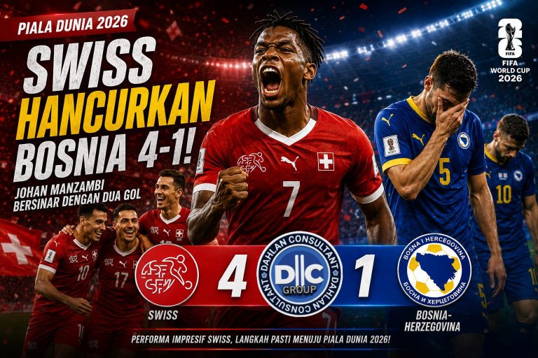 Swiss Hancurkan Bosnia 4-1 di Piala Dunia 2026, Johan Manzambi Bersinar dengan Dua Gol