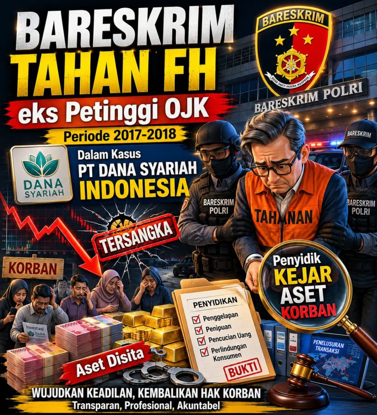 Bareskrim Tahan FH eks Petinggi OJK Periode 2017-2018, dalam Kasus PT DSI, Penyidik Kejar Aset Korban