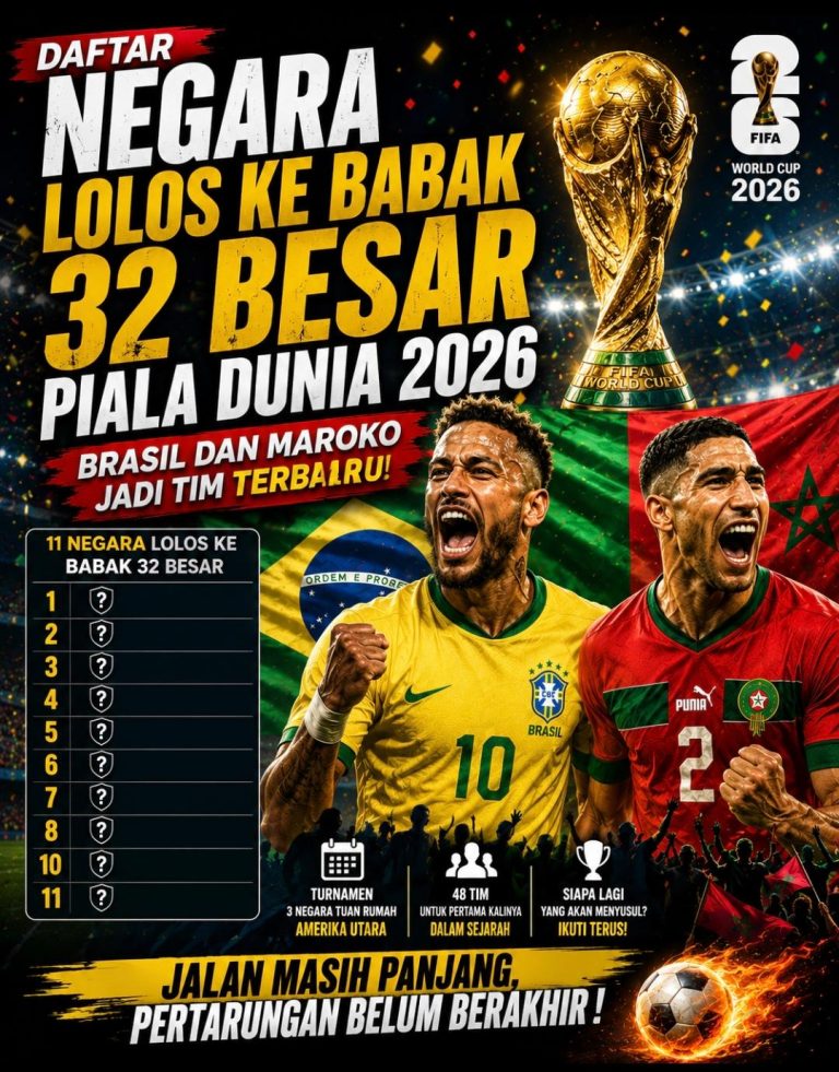 Daftar 11 Negara Lolos ke Babak 32 Besar Piala Dunia 2026, Brasil dan Maroko Jadi Tim Terbaru